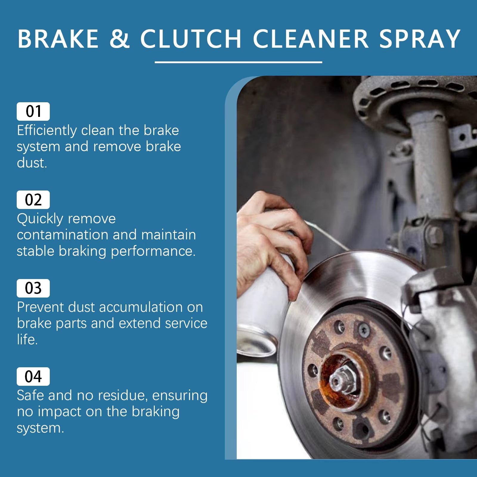 Professional Car Brake Cleaner Spray Reduces Brake Noises Polishing and Maintenance Cleaner Prevent Wheel Rust & Corrosion 100ML