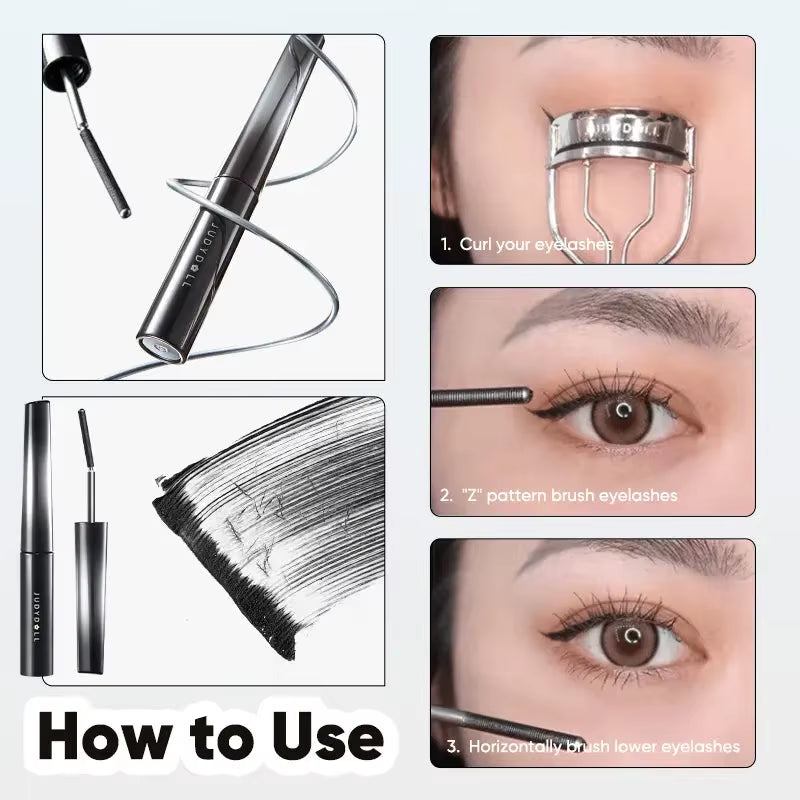 3D Curling Eyelash Iron Mascara, Black & Brown, Curling & Lengthening, Long-Lasting Formula, Waterproof, Smudge-Proof