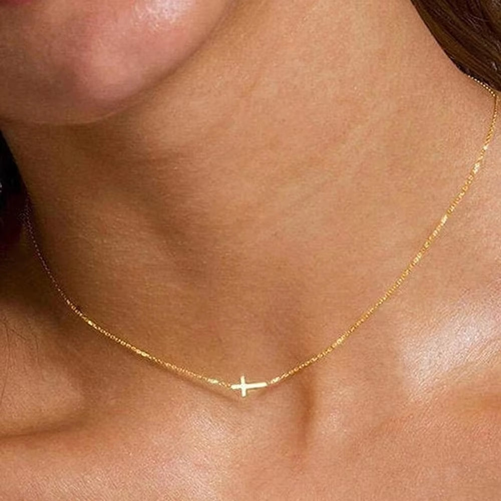 Stainless Steel Delicate Vintage Cross Pendant Necklace Simple Fashion Faith for Women Jewelry Daily Commuter With