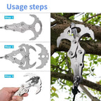 Folding Grappling Hook Multifunctional Stainless Steel Survival Outdoor Climbing Claw Carabiner Camping Gear Multitool Edc Gear