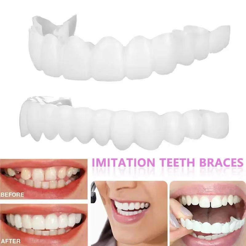 Upper Lower Fake Teeth Cover Perfect Bright Veneers Comfort Fit Flex Dentures Braces Whitening