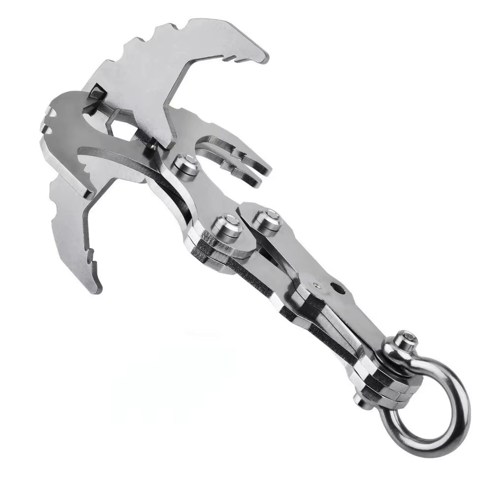 Folding Grappling Hook Multifunctional Stainless Steel Survival Outdoor Climbing Claw Carabiner Camping Gear Multitool Edc Gear