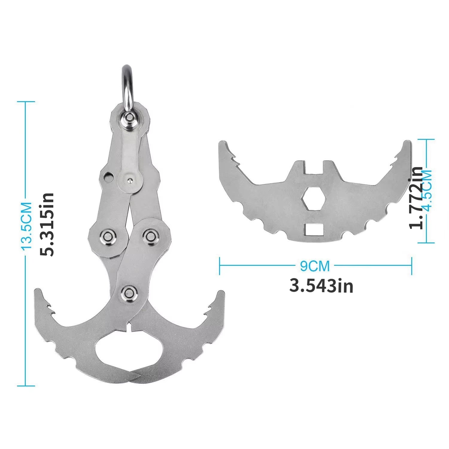Folding Grappling Hook Multifunctional Stainless Steel Survival Outdoor Climbing Claw Carabiner Camping Gear Multitool Edc Gear